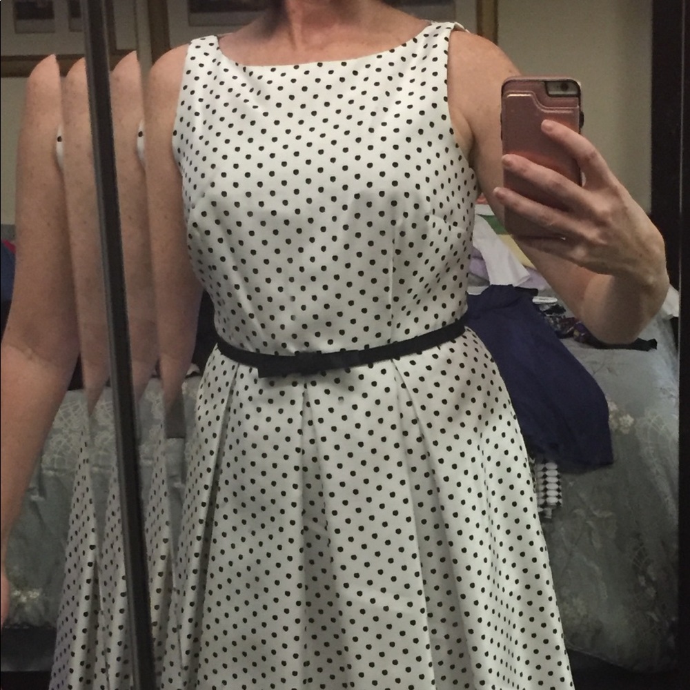 White dress with black polka dots